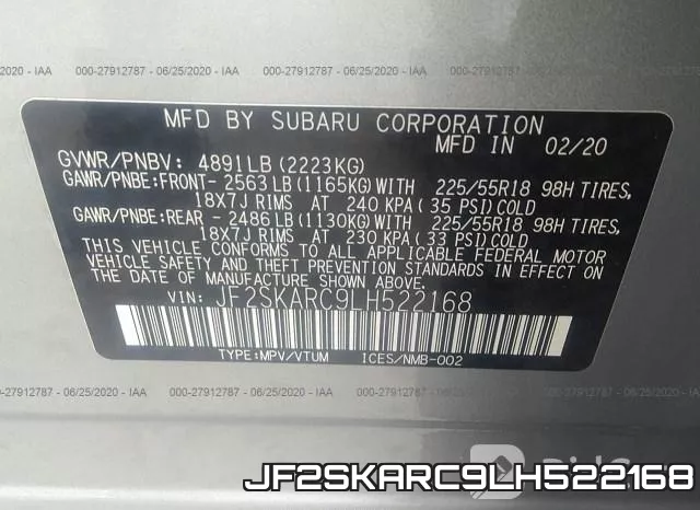 JF2SKARC9LH522168 фото 10