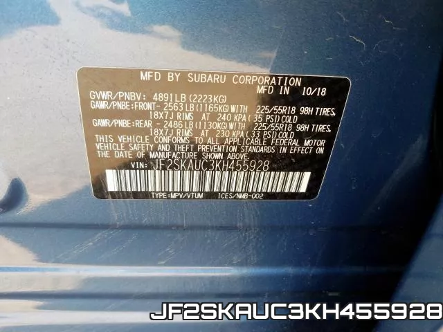 JF2SKAUC3KH455928 фото 2