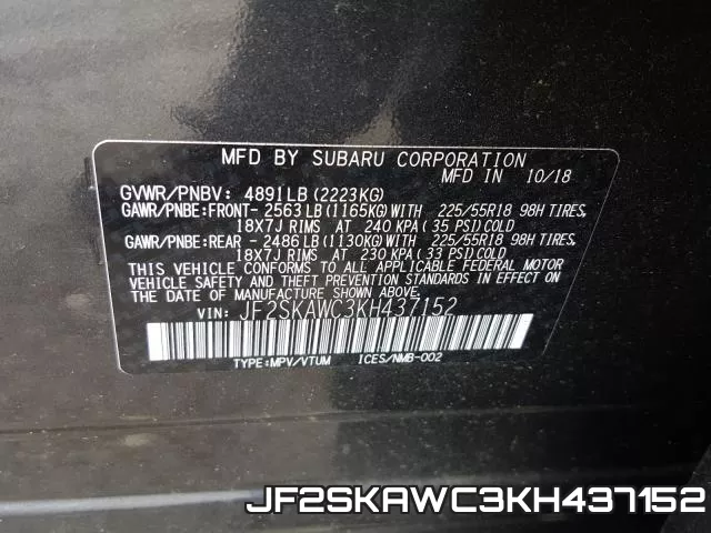 JF2SKAWC3KH437152 фото 2