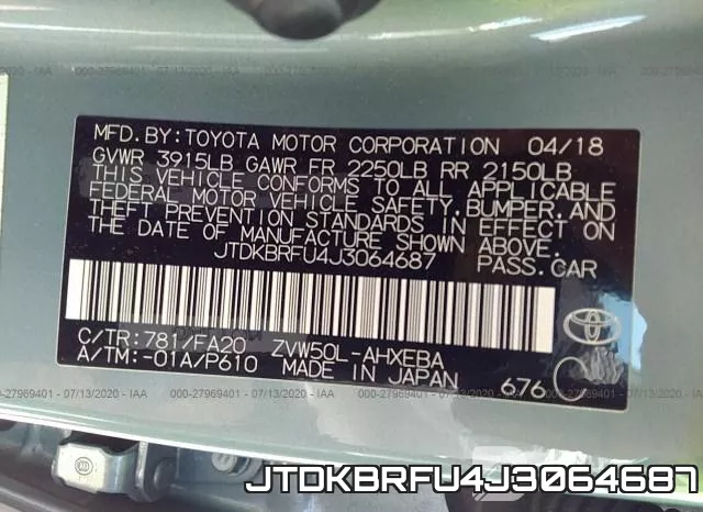 JTDKBRFU4J3064687 фото 10