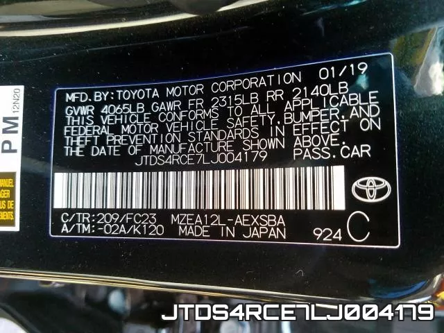 JTDS4RCE7LJ004179 фото 2