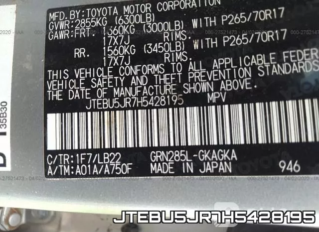 JTEBU5JR7H5428195 фото 10