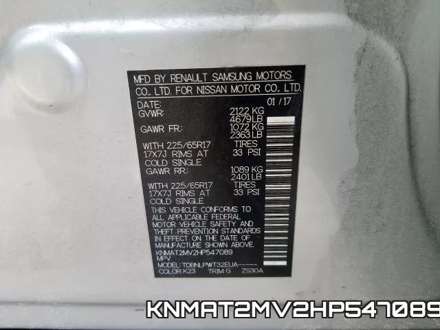KNMAT2MV2HP547089 фото 2