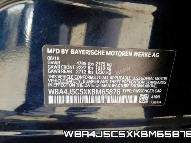 WBA4J5C5XKBM65876 фото 2