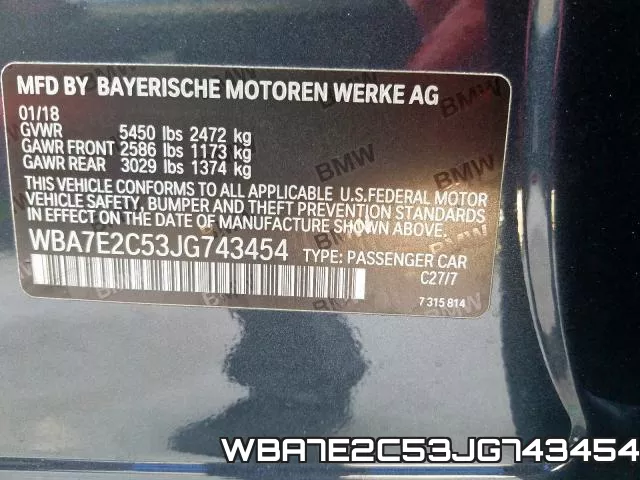 WBA7E2C53JG743454 фото 2