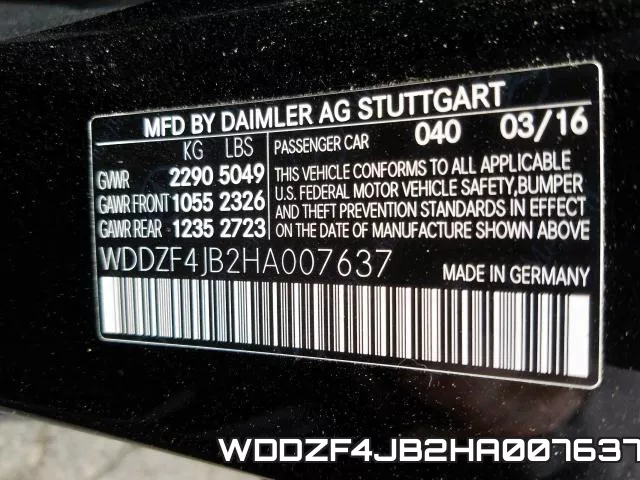 WDDZF4JB2HA007637 фото 2