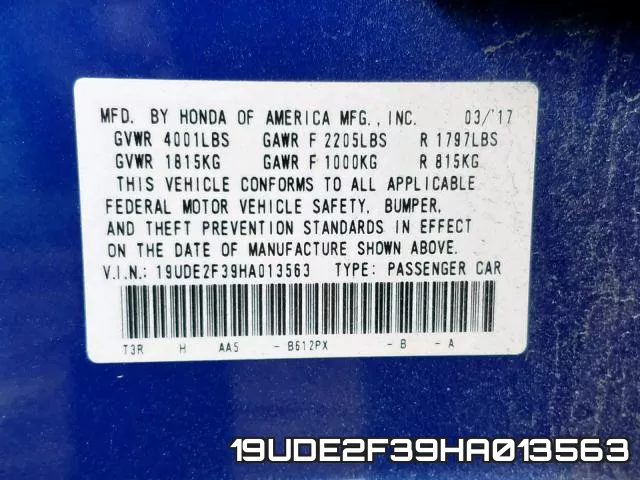19UDE2F39HA013563 фото 2
