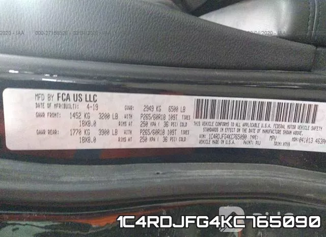 1C4RDJFG4KC765090 фото 10