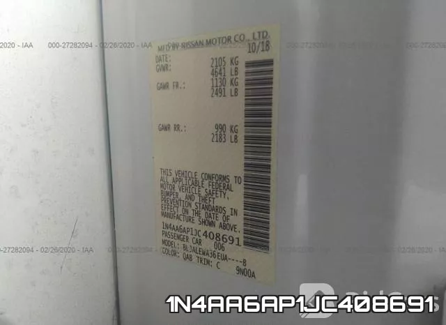 1N4AA6AP1JC408691 фото 10