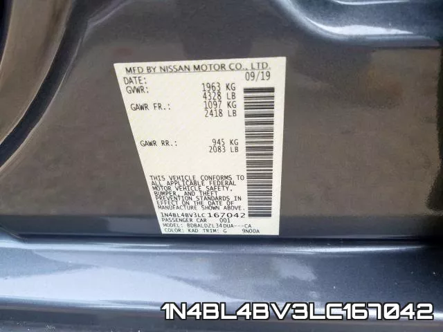 1N4BL4BV3LC167042 фото 2