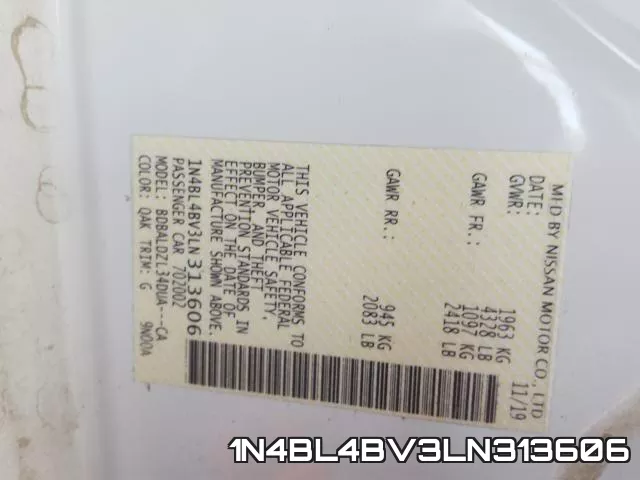 1N4BL4BV3LN313606 фото 2