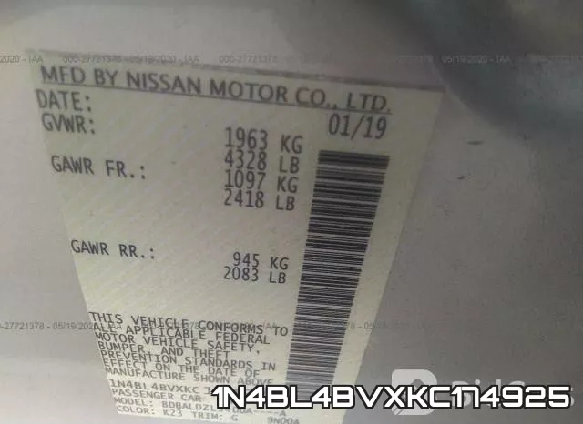 1N4BL4BVXKC174925 фото 10
