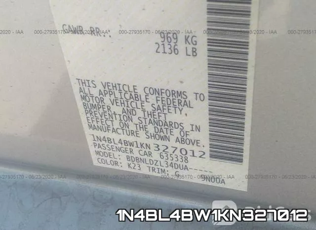 1N4BL4BW1KN327012 фото 10