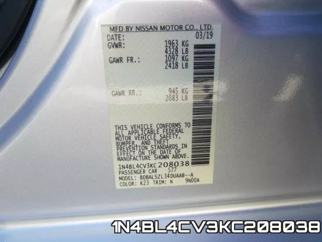 1N4BL4CV3KC208038 фото 2