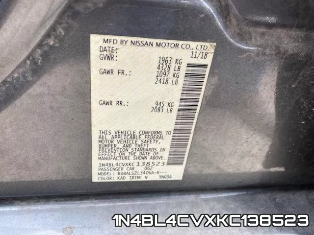 1N4BL4CVXKC138523 фото 2
