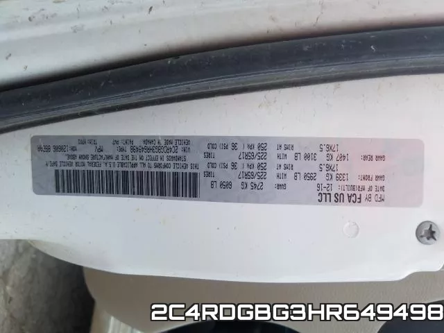 2C4RDGBG3HR649498 фото 2