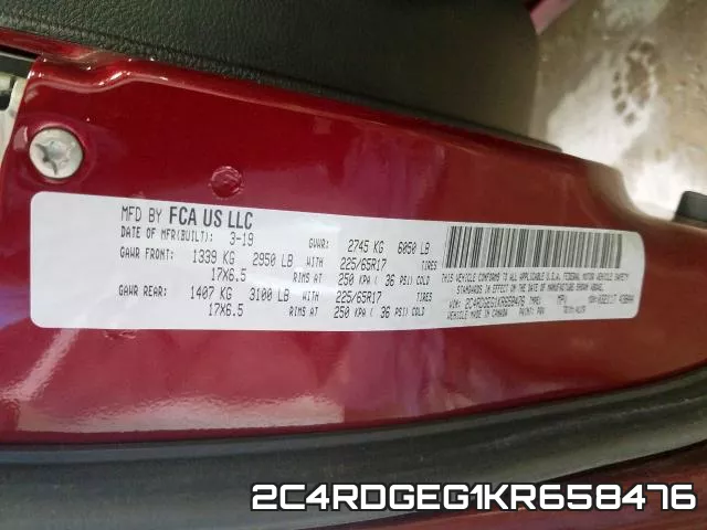 2C4RDGEG1KR658476 фото 2
