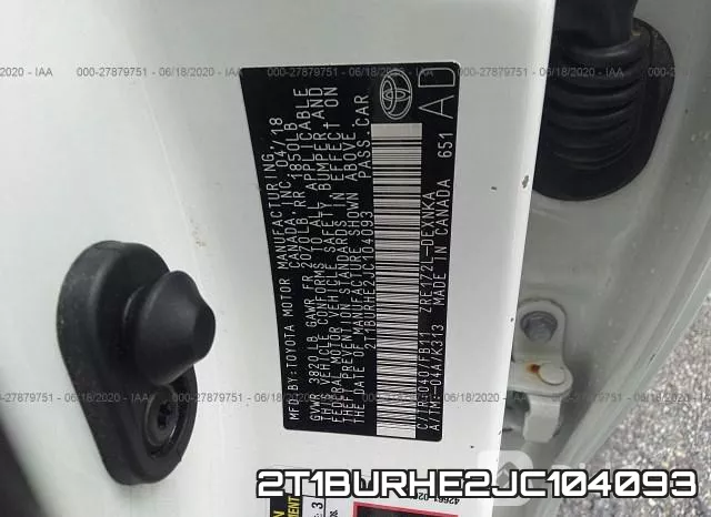 2T1BURHE2JC104093 фото 10