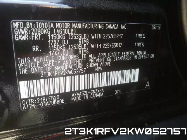 2T3K1RFV2KW052757 фото 2