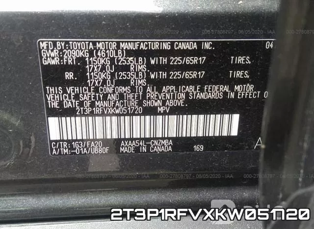2T3P1RFVXKW051720 фото 10