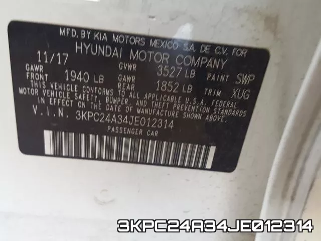 3KPC24A34JE012314 фото 2