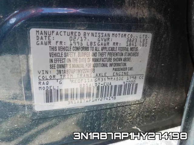 3N1AB7AP1HY274198 фото 2