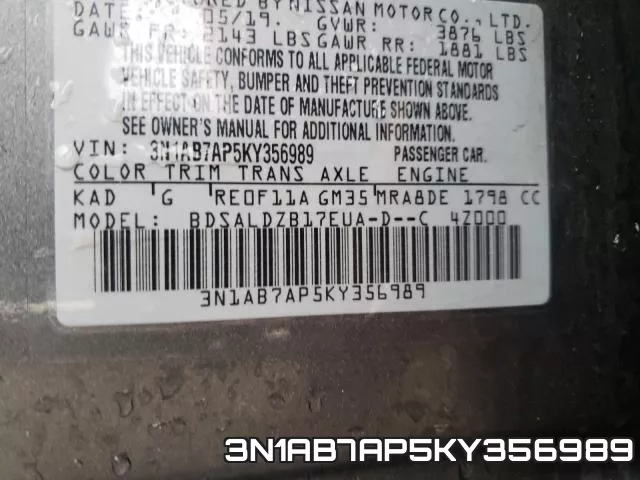 3N1AB7AP5KY356989 фото 2