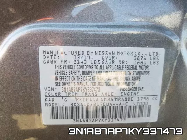 3N1AB7AP7KY337473 фото 2