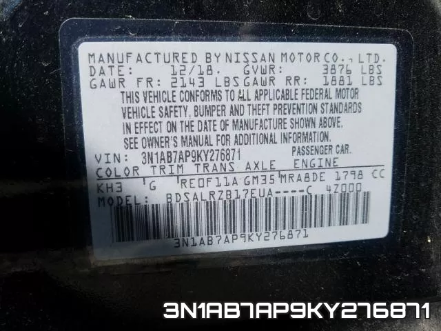 3N1AB7AP9KY276871 фото 2