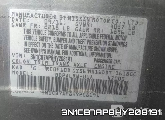 3N1CB7AP8HY208191 фото 10