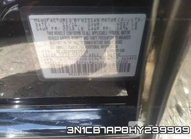 3N1CB7AP8HY239909 фото 10