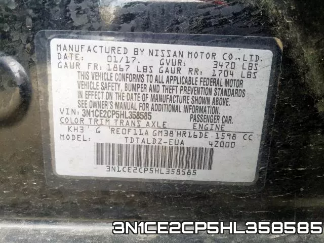 3N1CE2CP5HL358585 фото 2