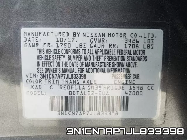 3N1CN7AP7JL833398 фото 2