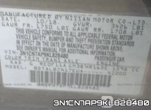 3N1CN7AP9KL828480 фото 10