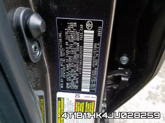4T1B11HK4JU028259 фото 2