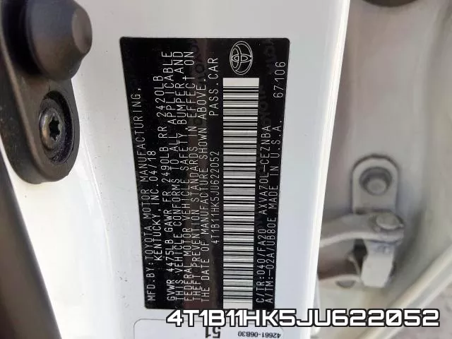 4T1B11HK5JU622052 фото 2