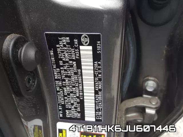 4T1B11HK6JU607446 фото 2