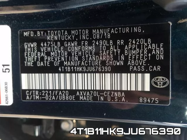 4T1B11HK9JU676390 фото 2