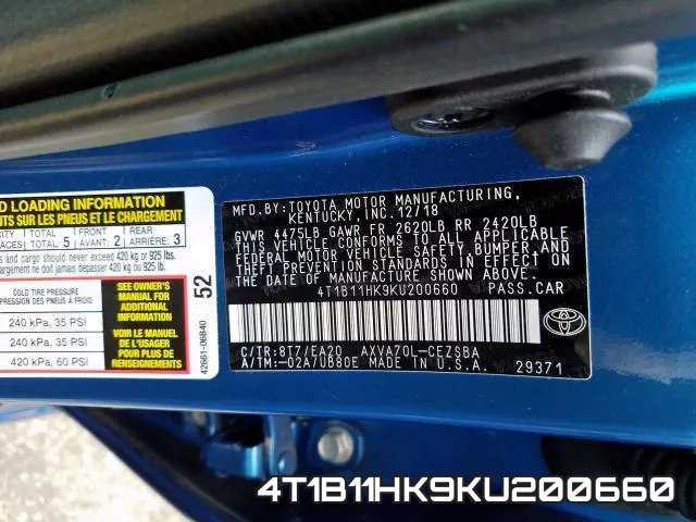 4T1B11HK9KU200660 фото 2