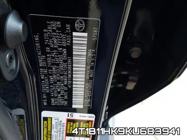 4T1B11HK9KU683941 фото 2