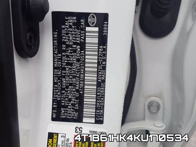 4T1B61HK4KU170534 фото 2