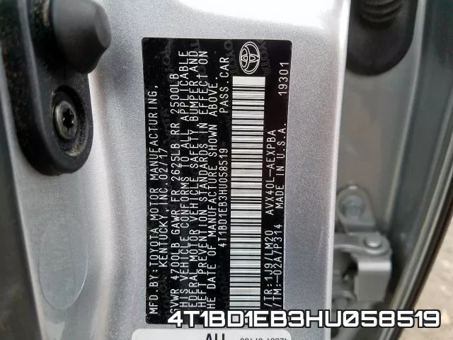 4T1BD1EB3HU058519 фото 2