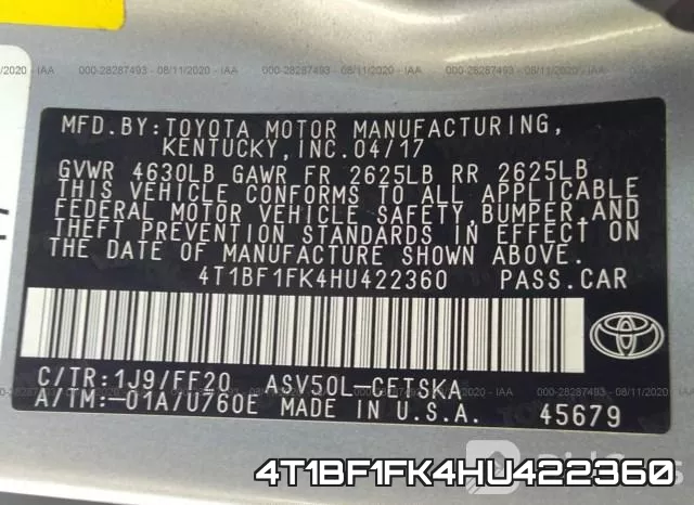 4T1BF1FK4HU422360 фото 10