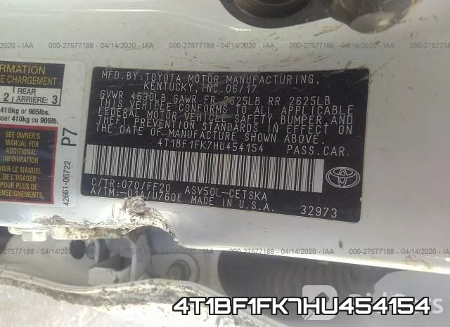 4T1BF1FK7HU454154 фото 10