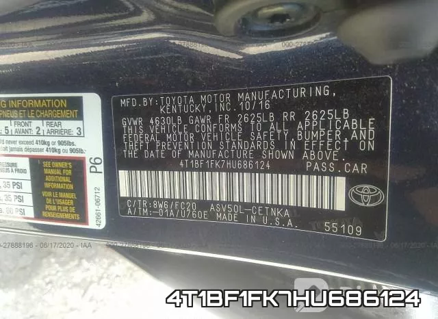 4T1BF1FK7HU686124 фото 10