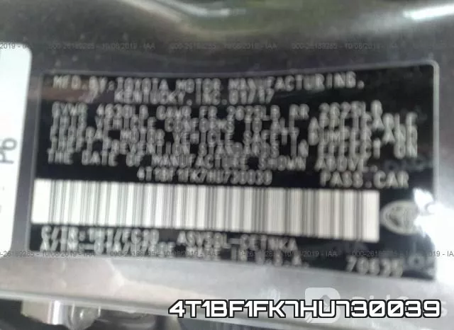 4T1BF1FK7HU730039 фото 10