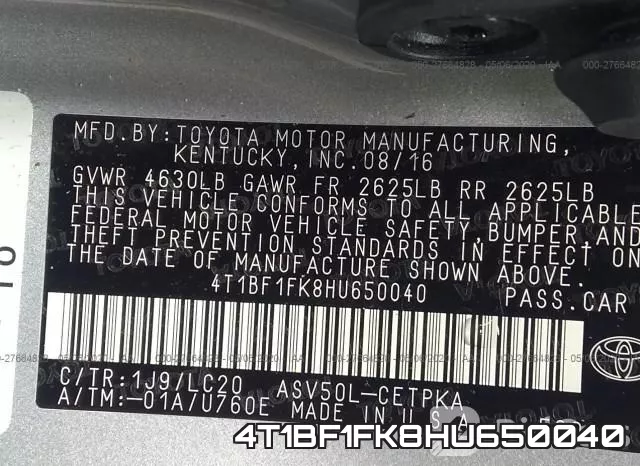 4T1BF1FK8HU650040 фото 10