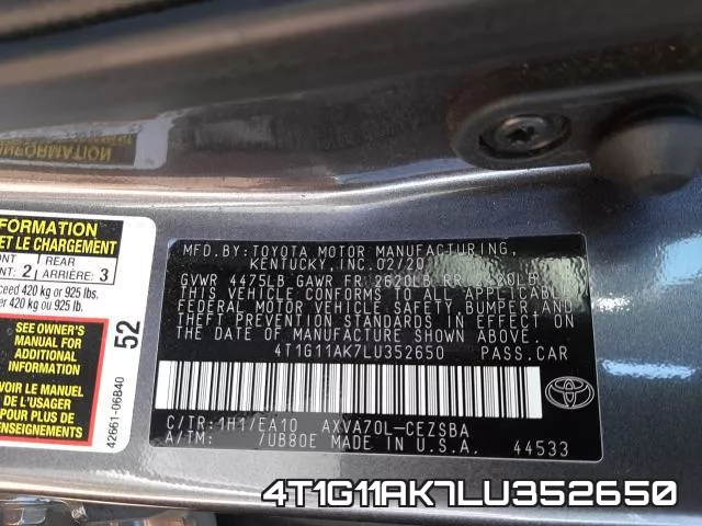 4T1G11AK7LU352650 фото 2