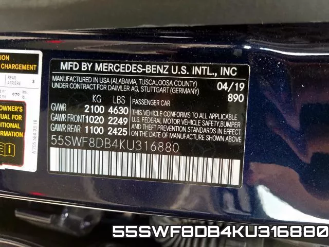 55SWF8DB4KU316880 фото 2