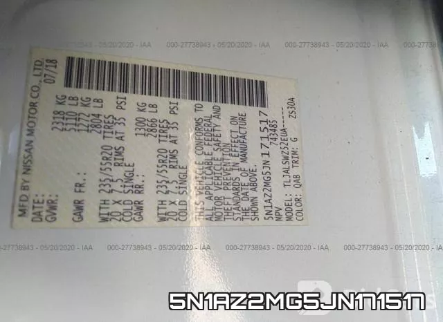 5N1AZ2MG5JN171517 фото 10